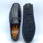 Men's Moccasins Patent Buckle Shoe (Blue)