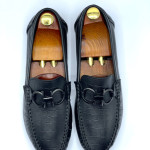 Men's Moccasins Ferragamo Buckle Shoe (Black)