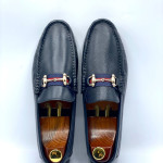Men's Moccasins Stripe with Buckle Shoe (Blue)