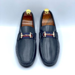 Men's Moccasins Stripe with Buckle Shoe (Blue)